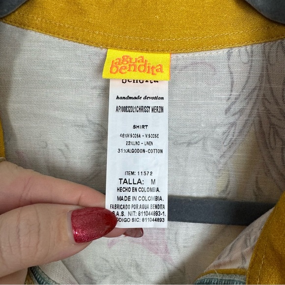 AGUA BENDITA | Chrissy Merzin Button Front Shirt Coverup Dress Women’s Size M - Picture 9 of 11